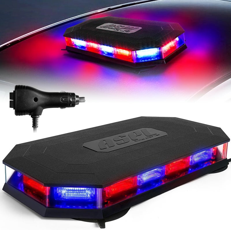 ASPL 16.5 Inch Roof Top Beacon Emergency Strobe Light 56 LED Magnetic Warning Caution lights bar Traffic Hazard Plow Light for Trucks Vehicles Construction Snowplow (Red/Blue) - Image 1